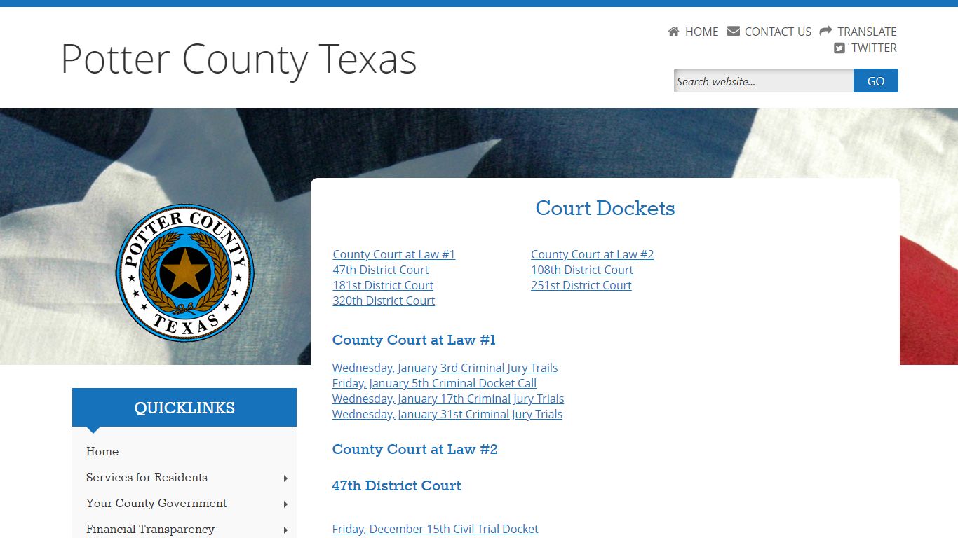 Court Dockets - Potter County, Texas